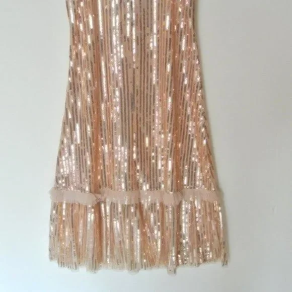 SEE THE SHADES Ruffle Trim Sequined Midi Dress S - Picture 11 of 11